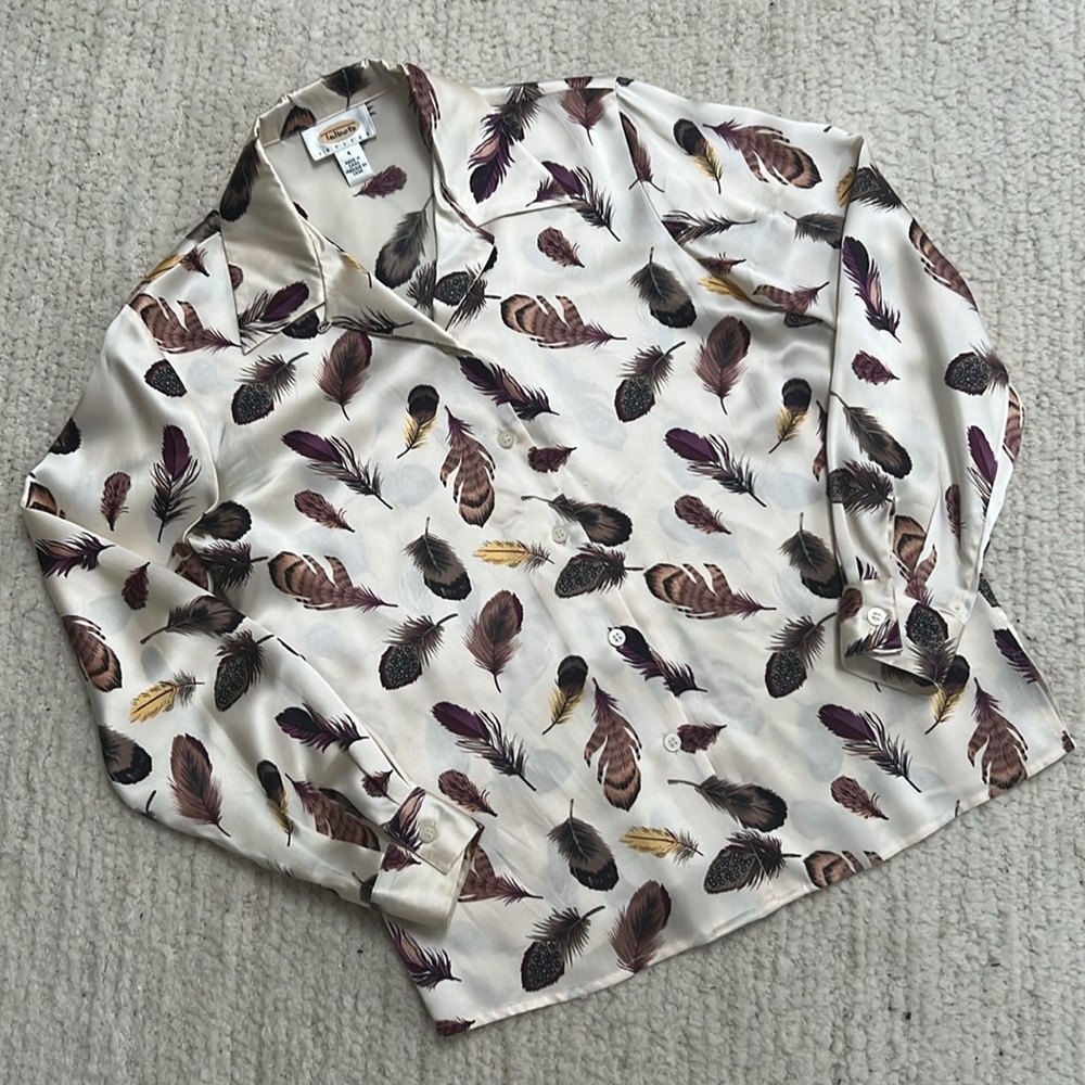 Talbots Silk Feather Pajama Style Shirt Sz. 4